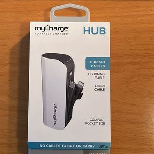 HUB 3350 portable charger with built in cables: my charge. NWOT